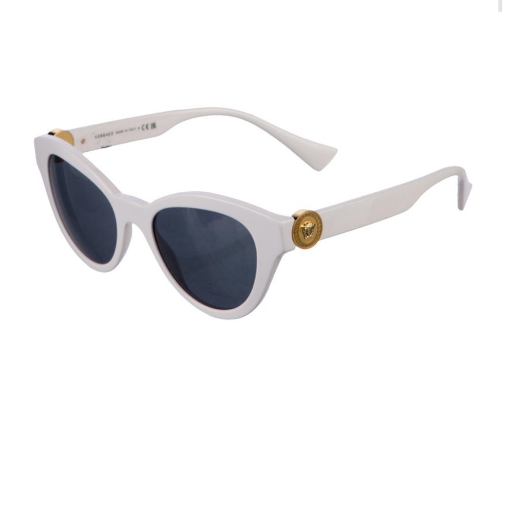 Versace Women's Sunglasses in White with Gold Accents